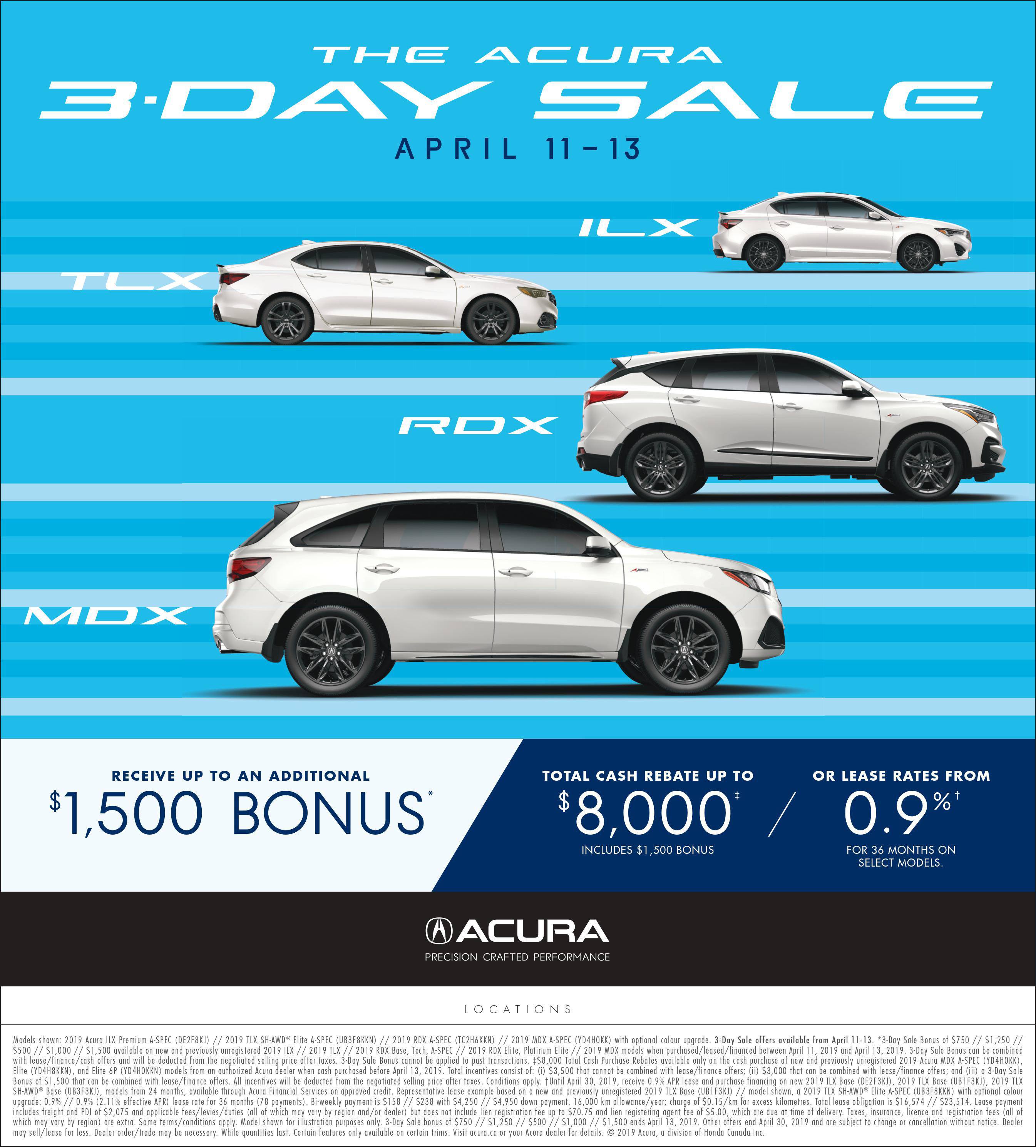 The Acura 3-Day Sale April 11-13 The Acura 3-Day Sale April 11-13